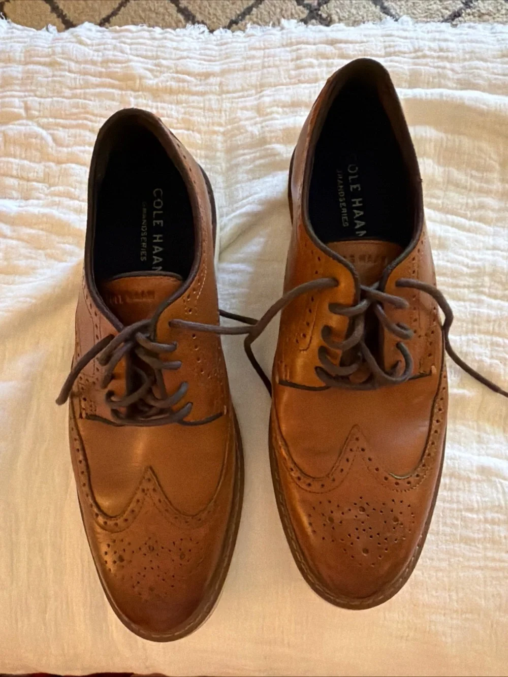 Cole Haan Mens 10.5 M Grand OS Wingtip Oxford Brown Leather Dress Shoe C34120